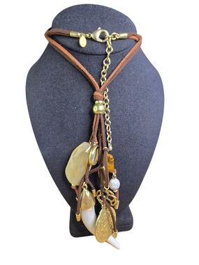 Chico's Brown Suede Necklace Dangle Charms